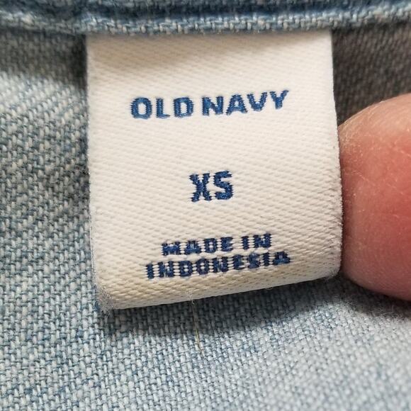 Old Navy Women's Blue Denim Shirt Dress Button Up Cap Sleeve 100% Cotton Size XS - Picture 4 of 8